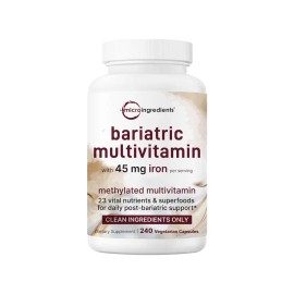 Bariatric Multivitamin with Iron 45mg 240 Veggie Capsules Complete Daily Nutritional Support for Post-Surgery Health and Wellness