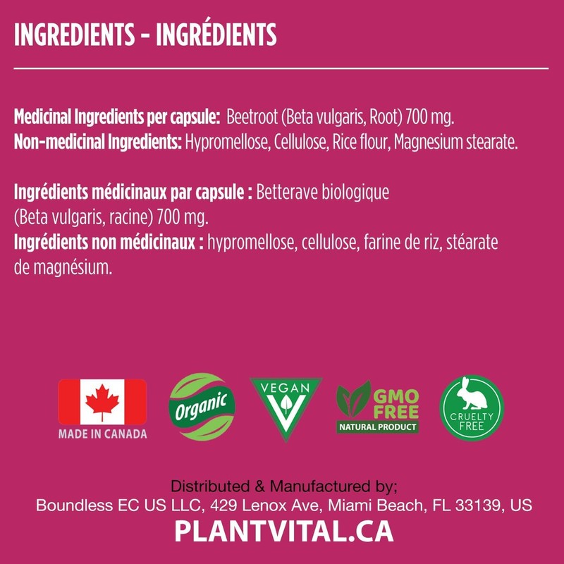 Plantvital PlantVital Organic Beet Root - Made in Canada -