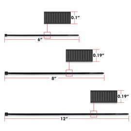 150 Combo Pack Self-Locking 6+8+12-Inch Nylon Cable Ties (Tie Wraps/Zip Ties) in Black for Home Office Garage Workshop Heavy Duty