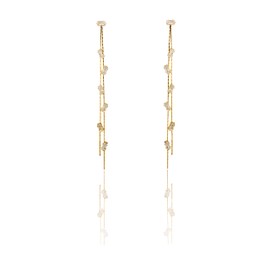 Concept8 colored long drop earrings with 925 silver post made in korea (Crystal Clear)