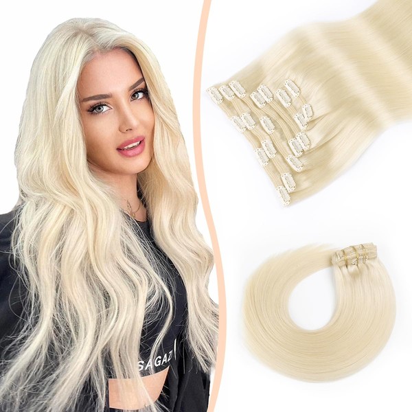 VINBAO Double Drawn Clip in Hair Extensions Rallonge Cheveux Humain