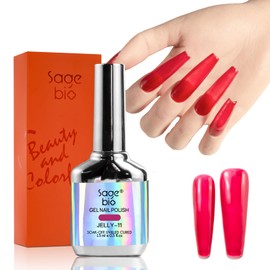 SAGEBIO Jelly Gel Nail Polish, 15ml Semi-Transparent Gel, Glossy Finish, Vibrant Colors for DIY Manicures, Long-Lasting & Chip-Resistant