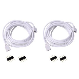 RGBZONE 2 Pack 3 Meters/9.9ft Extension Cable Connect Female Plug to RGB LED Strip Light with Free 4pcs 4pin Connector