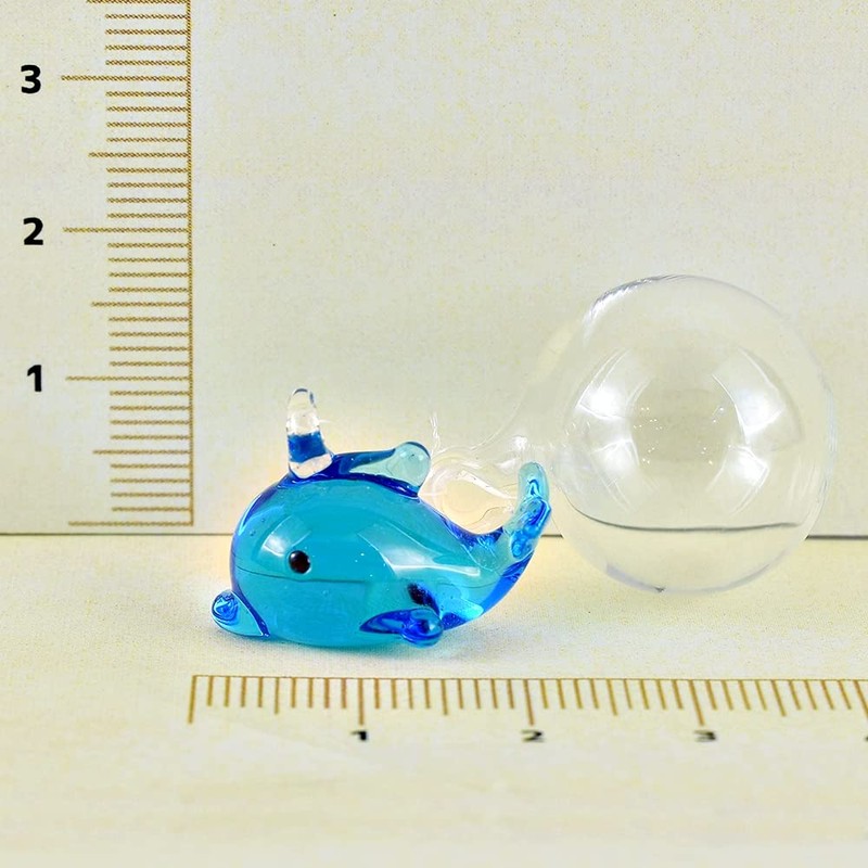 Falkart Cute Handmade Glasswork Float Dolphin Flower Width: 0.8 inches