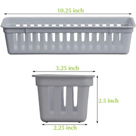 Domensi 12 Pack Slim Plastic Storage Baskets Tray for Organizing 10.25 x 3.25 x 2.5 Inch Small Narrow Storage Bins Stackable Drawer Pencil Trays Holder for Desk Garage Cabinet Containers(Gray)