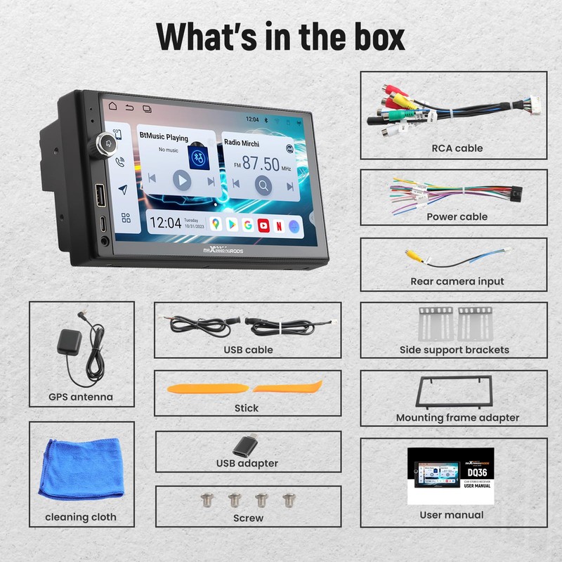 maXpeedingrods 7” Double Din Car Stereo with Apple CarPlay &