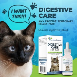 Nutrition Strength Digestive Care for Cats, Natural Constipation Relief for Cats and Kittens & Support for Diarrhea, Bloating, Bad Breath, Vomiting, Lack of Appetite, 60 Milliliters