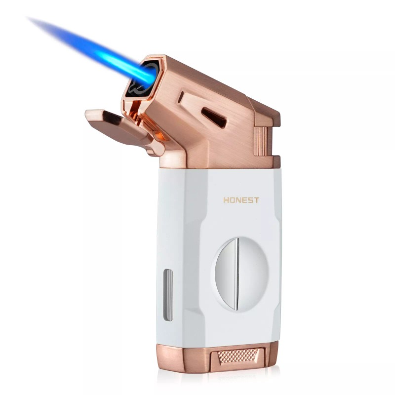 Torch Cigar Lighter Built-in V Cigar Cutter Refillable Butane Torch