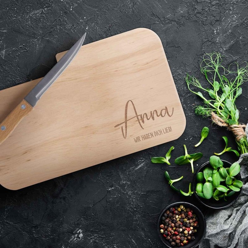 GRAVURZEILE Frühstücksbrettchen mit eigener Gravur in verschiedenen Motiven - Inklusive
