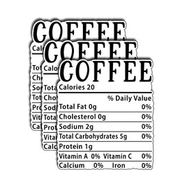 (3Pcs) Coffee Calories Sticker, Coffee Funny Decals Decorate for Books, Laptops, Phones, Tumblers, Water Bottles, Waterproof Vinyl Decal, Love Coffee Gifts for Christmas Thanksgiving 3x2.5 Inch