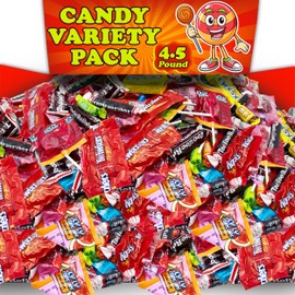 Bulk Candy Variety Pack, 4.5 Lbs Assortment Mix, Includes Twizzles, Assorted Tootsee Roll, Jolli Rancher, Individually Wrapped for Kids Birthdays, Party Favors and Candy Bowl