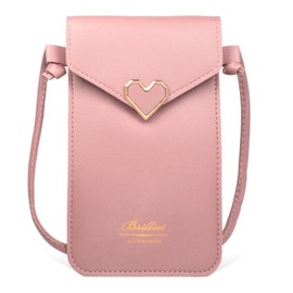 Brilliet Women's Smartphone Shoulder Pouch Bag Pochette Mobile Pouch Wallet Crossbody Lightweight Thin, Pink