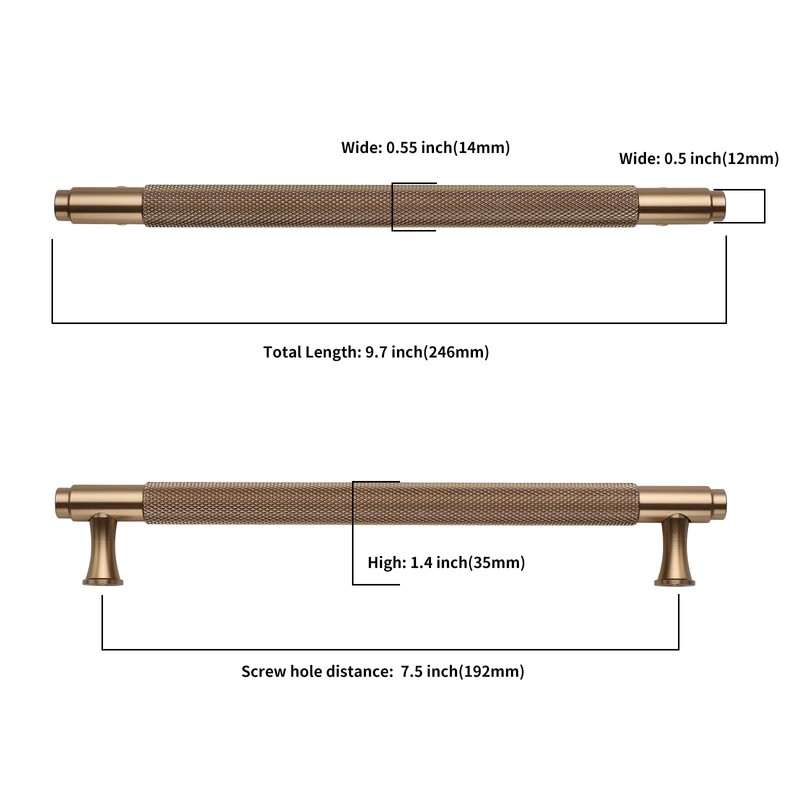 Asidrama 10 Pack 7.5 Inch(192mm) Champagne Bronze Kitchen Cabinet Handles,