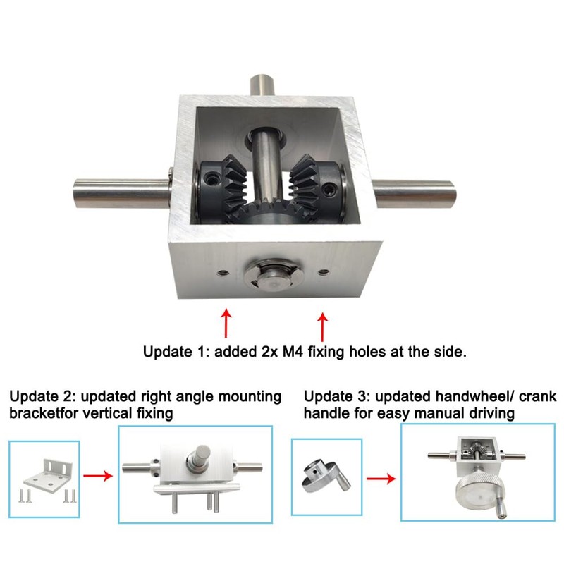 PGFUN 1:1 Right Angle Bevel Gearbox 1.5 Module 20 Teeth