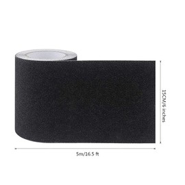 Anti-Slip Tape, Non-Slip Tape with High Traction Grain, Strong Strip Sanding Tape for Stairs, Steps, Ramps, 15cm x 5m, Black