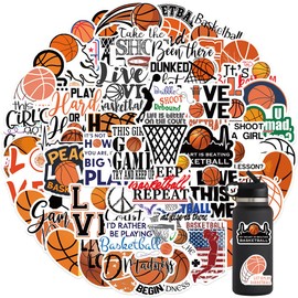 Bifarde 50Pcs Basketball Stickers - Sports Vinyl Waterproof Decals for Laptop, Luggage, Notebooks, Water Bottles, Skateboards, Phones, Sticker Pack for Teens Adults Sportsman