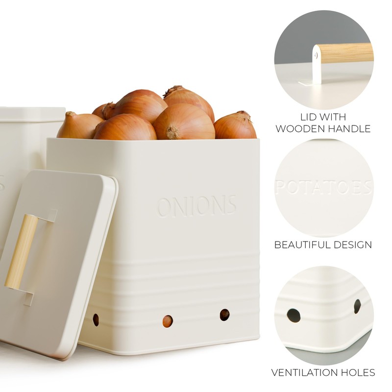 Beautiful Potato and Onion Storage Container Set - Perfectly Sized