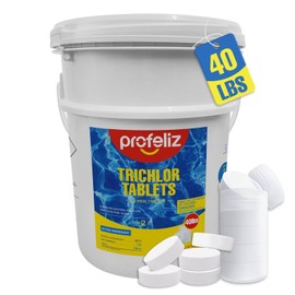 PROFELIZ Pool Chlorine Tablets 3 Inch, Slow-Dissolving Spa Sanitizer Eliminate Bacteria Algae Stabilized Chlorine for Swimming Pools Hot Tubs Spa Treatment (40lbs)