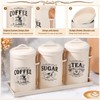 Purpeak 3 Pcs Beige Coffee Tea Sugar Container Set, Metal