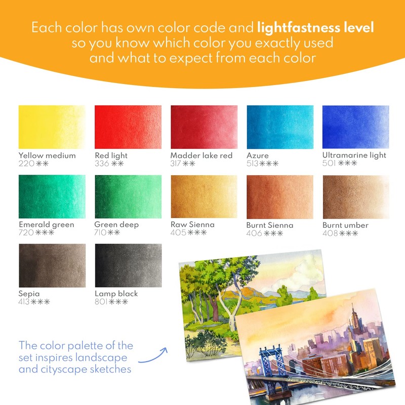 Sonnet Watercolour Paint Set, 12 Watercolour Paints for Exterior Painting,