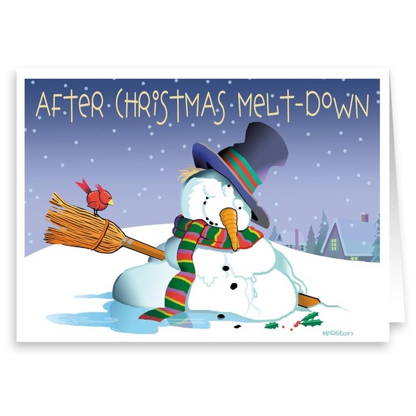 After Christmas Meltdown - Funny New Years Greeting Card - Funny 18 Cards & Envelopes