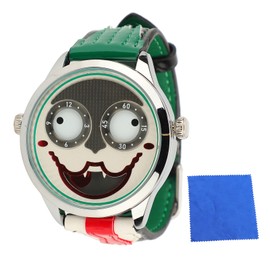Clown Dial Boy Wrist Watch Waterproof Fashion Cartoon Analog Quartz Wristwatch for Men Silver White Green