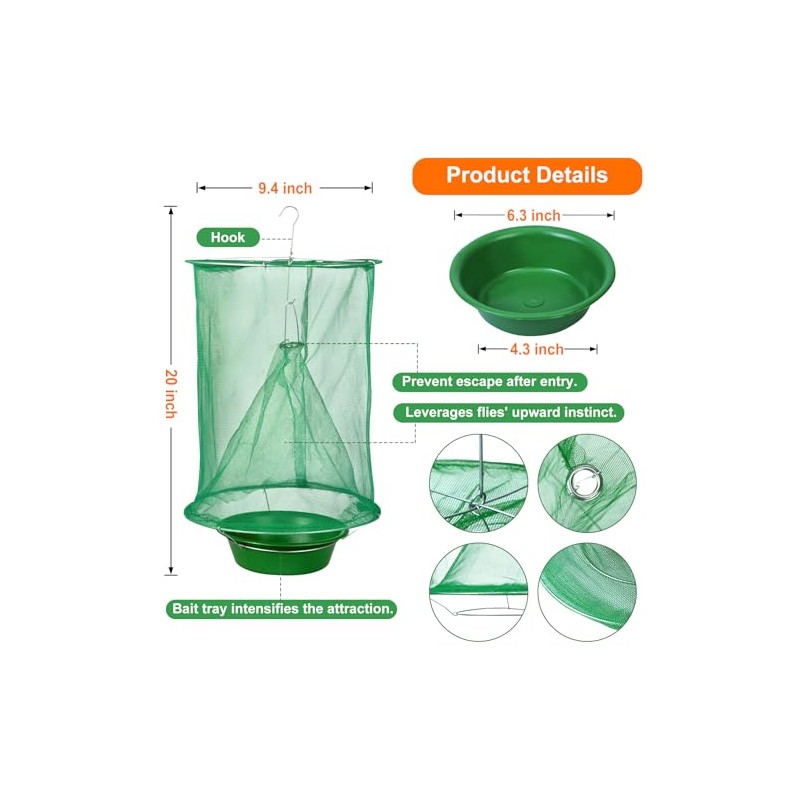 4 Pack Fly Trap Fly Traps Outdoor Hanging, Fly Catcher