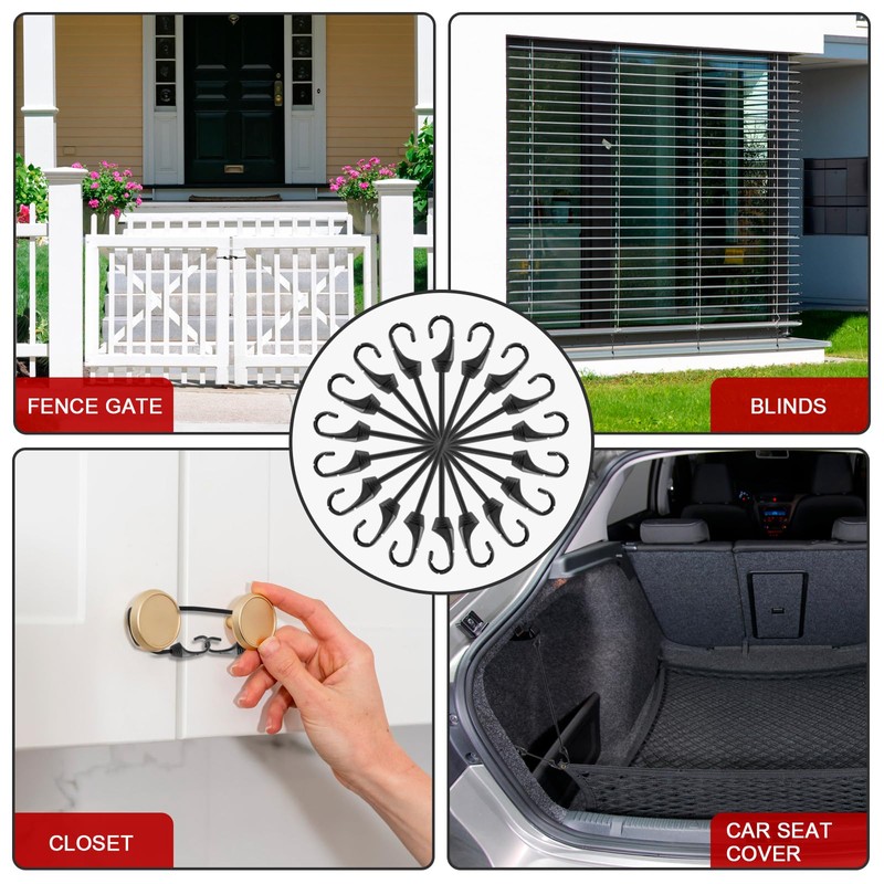 Bungee Cords with Hooks 4 Inch, 20 PCS Short Bungee