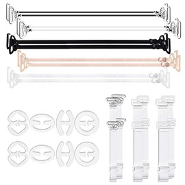 Pack of 24 transparent bra straps, invisible bra straps, transparent, bra with 8 transparent bra strap clips, 16 pieces bra straps, non-slip buckle bra accessories for women's bras