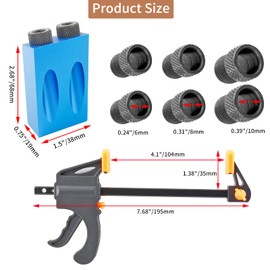 Bonsicoky 8 Pcs Pocket Hole Jig Kit, 15 Degree Woodworking Inclined Hole Jig with 6/8/10mm Drive Adapter and Clip