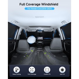 8PCS Window Shades for Honda Civic 2016-2021 (NOT for Hatchback) Accessories Car Full Windows Windshield Sun Shade with Steering Wheel Storage Bag-Sun Block Privacy Protection for Camping