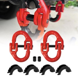 RULLINE 2-Pack 1/2" Heavy-Duty Safety Chain Connector: G80 Tow Hitch Hammerlock Coupling Link with 12000 lbs Load Capacity Red