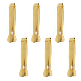 6Pcs Gold Small Ice Tongs, Stainless Steel Food Tongs Buffet Tongs Kitchen Tongs for Serving Utensils for Buffet, Salad, Ice, Appetizer, Food Tongs for Tea Party Coffee Bar Catering