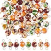 SUPERFINDINGS 48Pcs 8 Styles Gemstone Connector Charm Round Amber Links