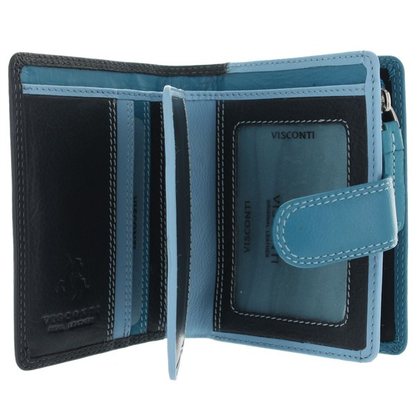 Visconti Leather Rainbow Collection Bali Purse RFID Blocking RB40 Blue