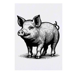 'Pig Illustration' Temporary Tattoo - Water Resistant, Skin-Safe, Non-Toxic Transfer (TO00070251)
