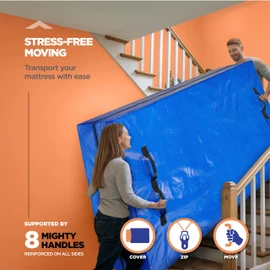 Mattress Bags For Moving With 8 Handles – Queen Mattress Moving Bag – Tear-Proof Mattress Storage Cover With Dual Zippers – Reusable Mattress Moving Bags For Transport & Storage Mattress Protector