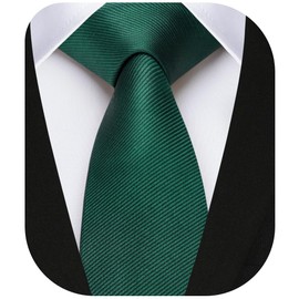 Enlision Men's Tie Narrow 4 cm Plain Silk Ties for Men Tie Wedding Party Classic Formal Elegant Tie Business, F-Dark Green