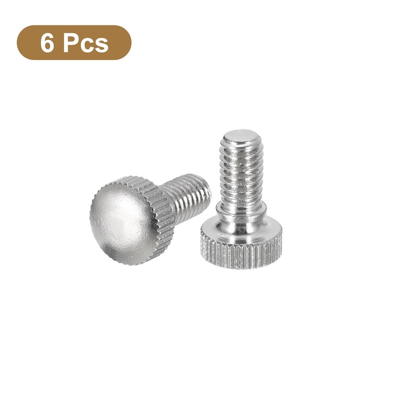 sourcing map M6x10mm Knurled Thumb Screws, 6pcs Brass Knurled Thumb