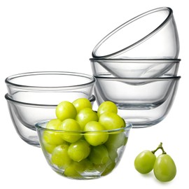 NUTRIUPS 4.6Inch High Borosilicate Small Glass Bowls Set of 6, 17oz Glass Dessert Bowl, Clear Glass Bowls for Kitchen and Dishwasher, Microwave and Oven Safe