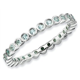 Stackable Expressions Sterling Silver Aquamarine Stackable Ring Size 6