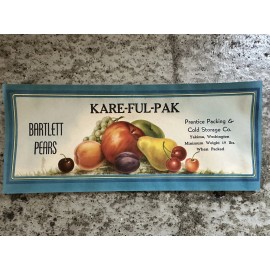 Vintage Prentice Pear Fruit Crate Label 1950S YAKIMA Washington KARE-FUL-PAK NOS