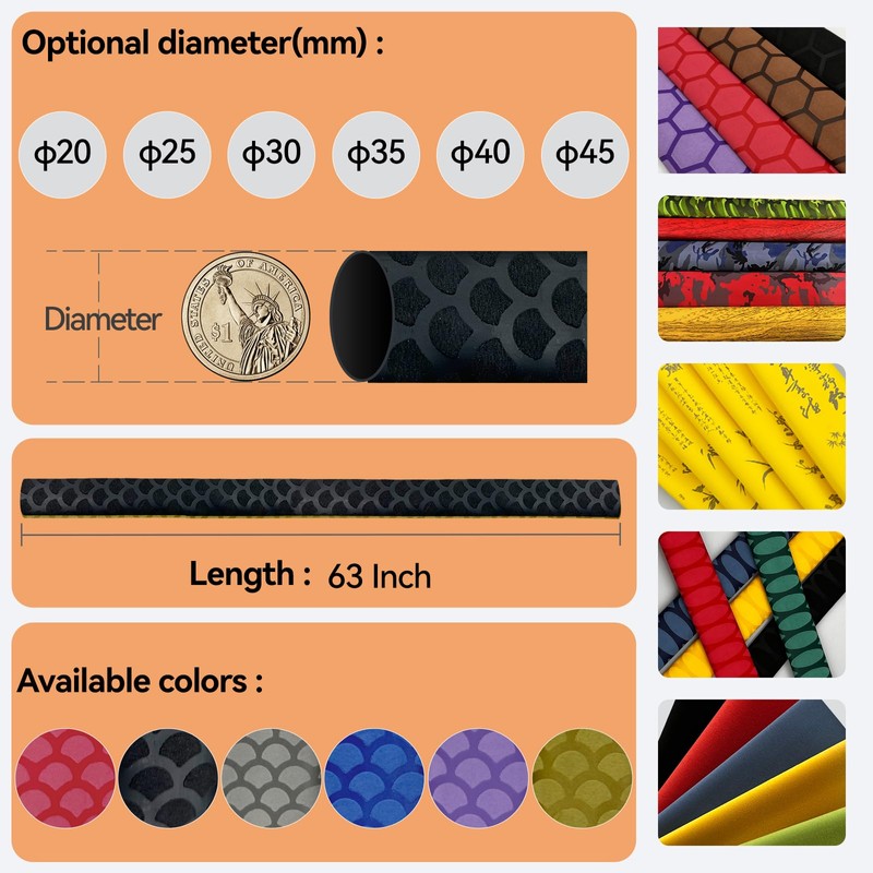 SoftShrink Fishscale Pattern Shrink Tube for Fishing, Hockey Stick -