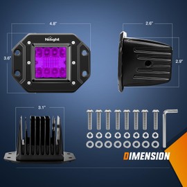 Nilight Flush Mount LED Light Pods 2 PCS 42 W Purple Upgraded Spot Flood Combo Bumper Driving Decoration Neon Light Bar Off Road Lights 12V 24V Lighting for Truck ATV UTV SUV Pickup Van Boat Tractor