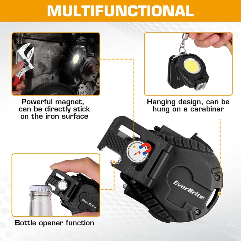 EverBrite COB Keychain Work Light, 2 Pack Rechargeable Keychain Light
