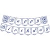Talavera Happy Birthday Banner Blue and White Papel Picado Banner