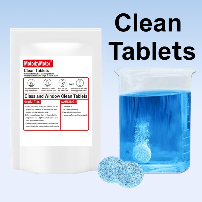 MotorbyMotor Car Windshield Washer Tablet, 100pcs Washer Fluid Tablets, 1
