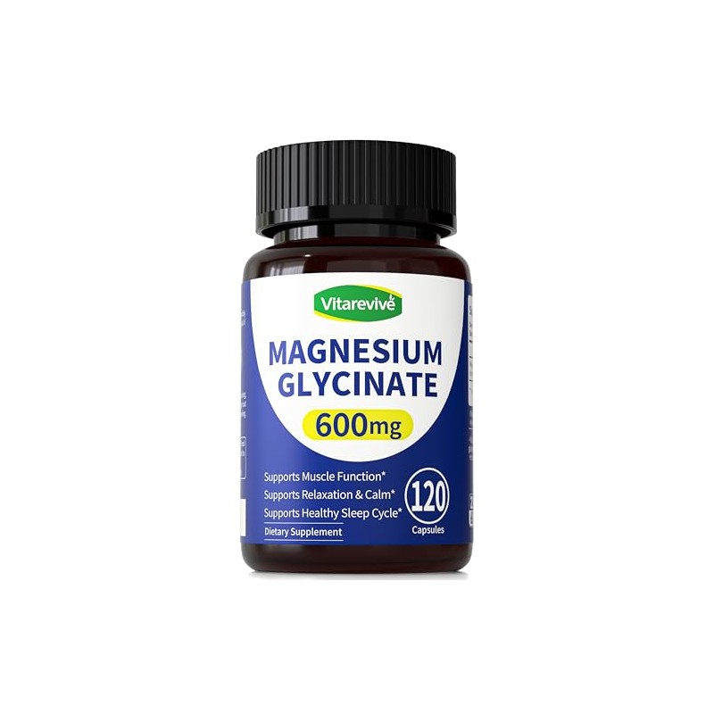 Pure Magnesium Glycinate 600mg - Magnesium Bisglycinate Supplement, High Absorption