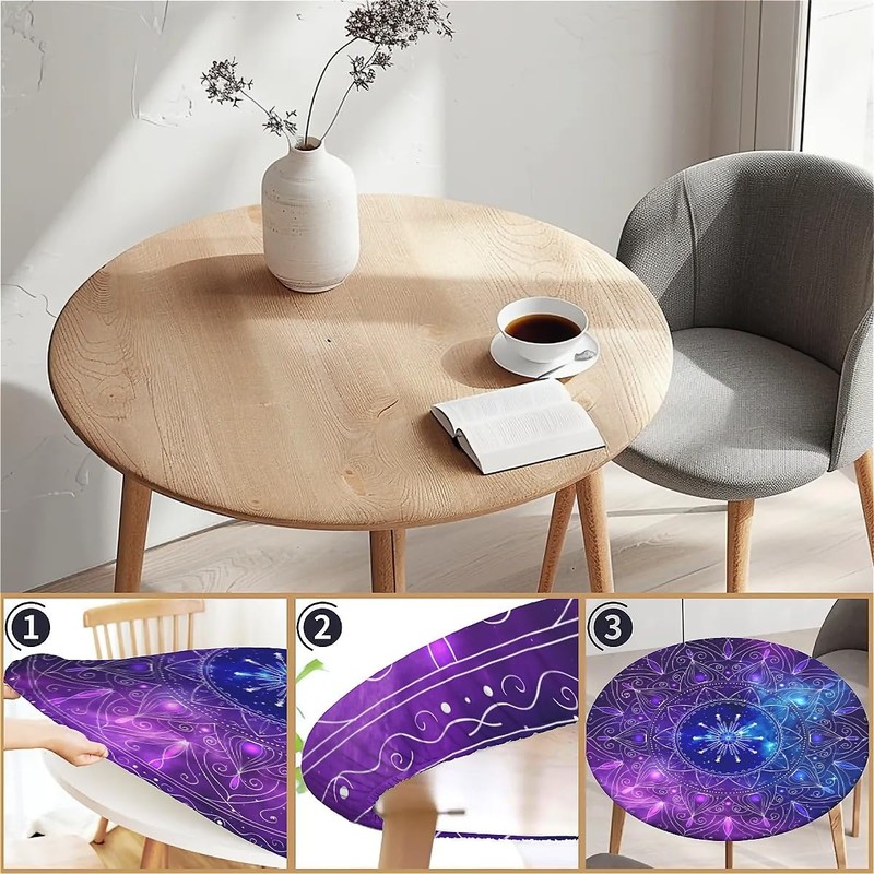 Outdoor round tablecloth with elastic band, diameter 44 inches -