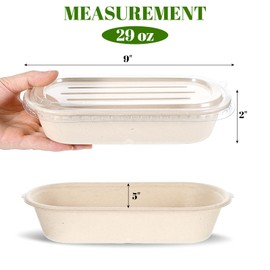 50 Pack 29 Oz Disposable Paper Meal Prep Containers with Lids Durable Compostable Paper Bowls Disposable Takeaway Food Containers Microwave Safe & Freezer Safe For Meal Preparation & Food Packaging